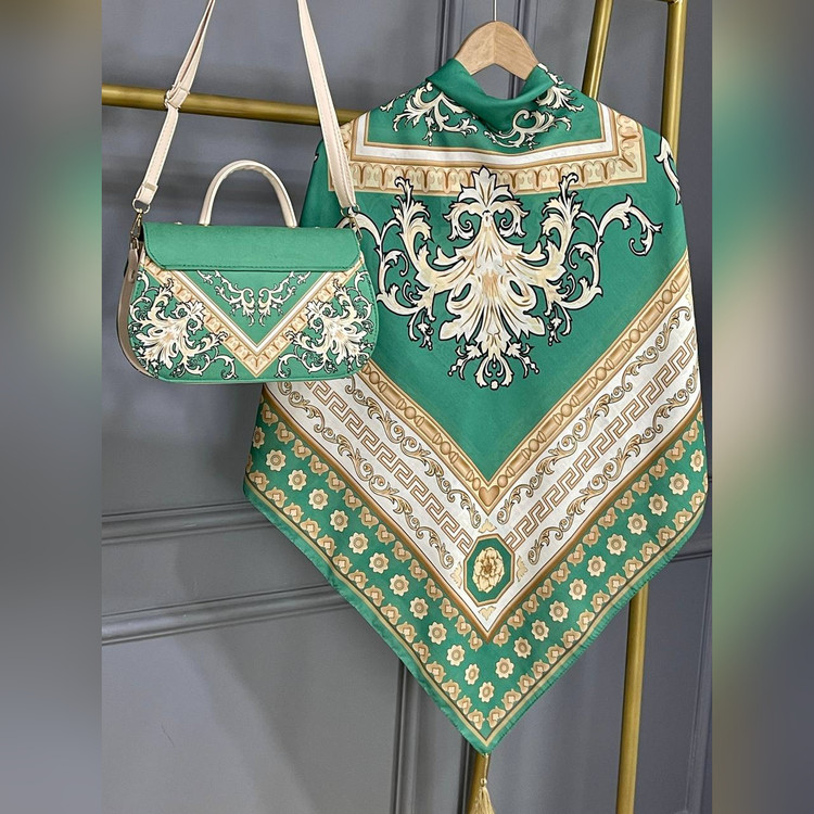 ست کیف و روسری سورنا سیااسکارف سبز (A3)