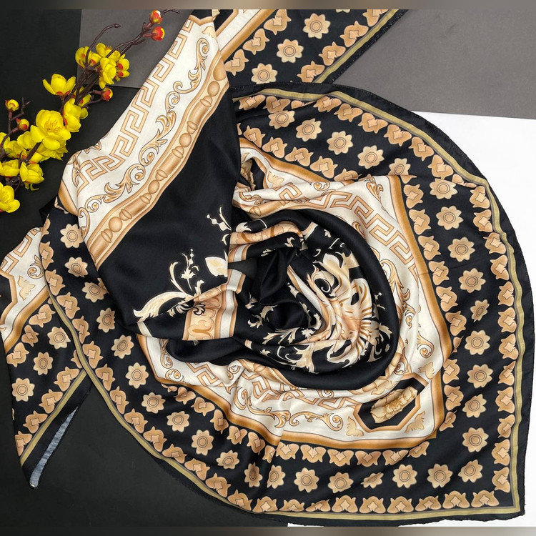 ست کیف و روسری سورنا سیااسکارف مشکی طلایی (B2)