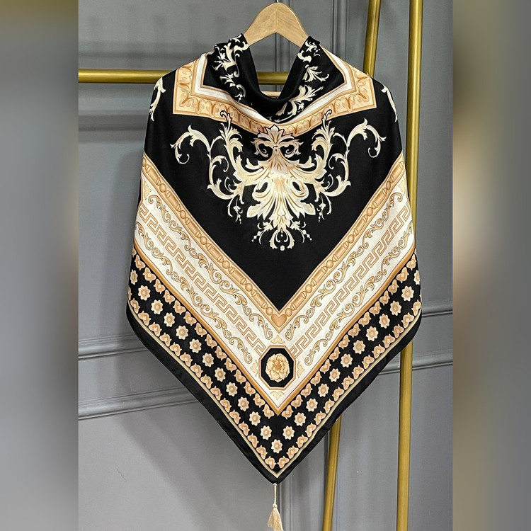 ست کیف و روسری سورنا سیااسکارف مشکی طلایی (B2)