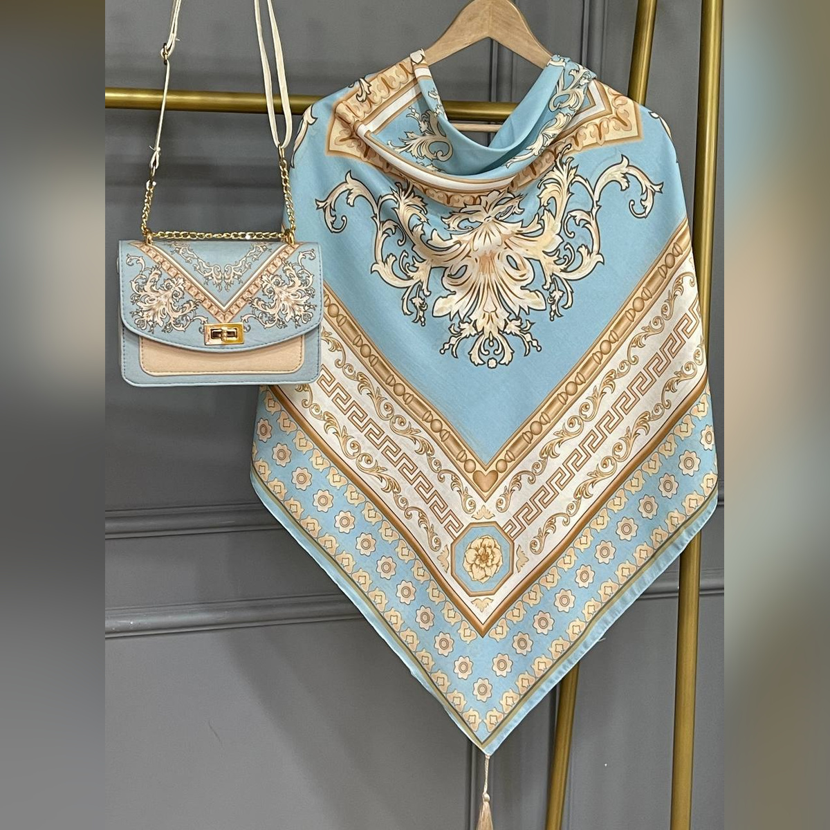 ست کیف و روسری سورنا سیااسکارف آبی (B2)