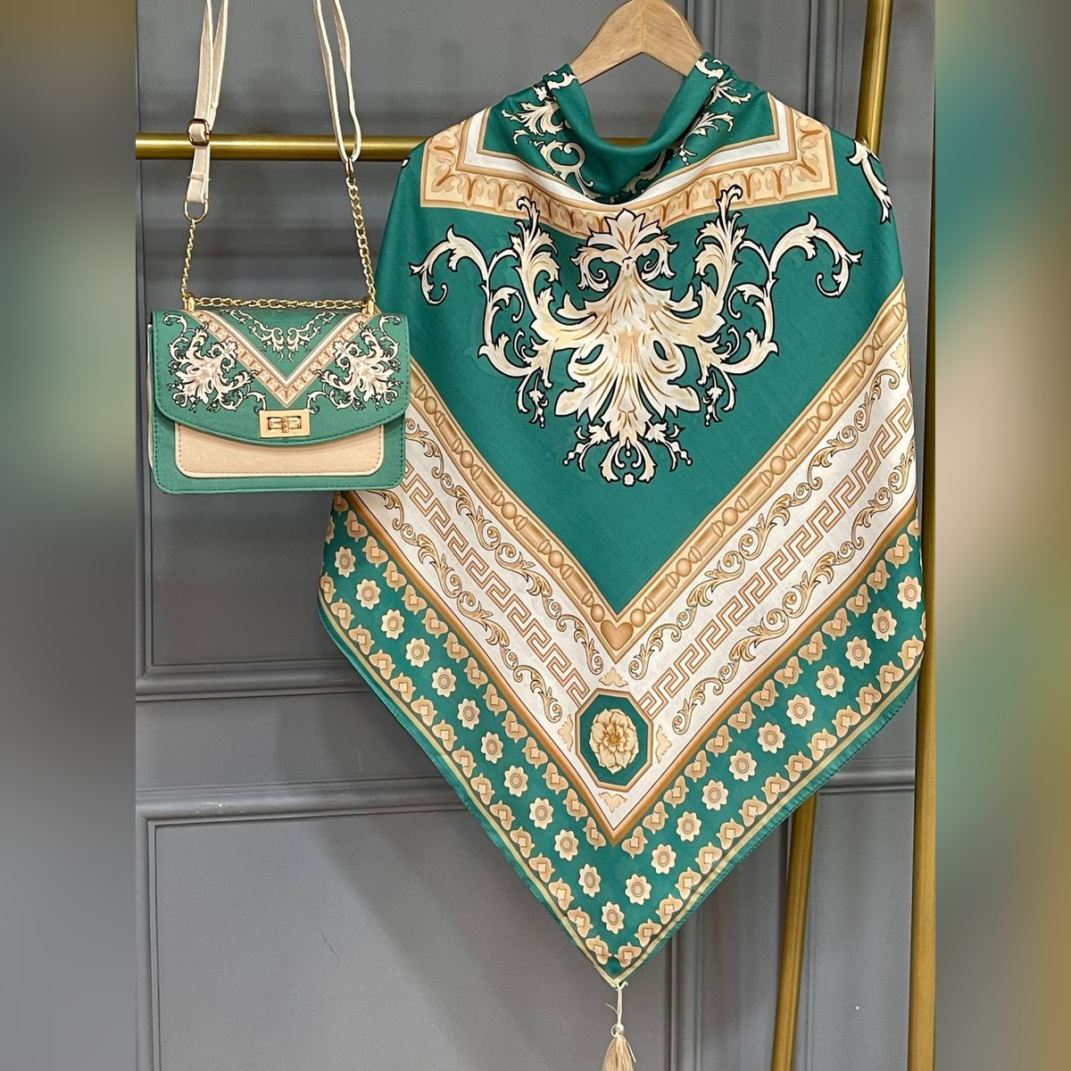 ست کیف و روسری سورنا سیااسکارف سبز (B2)