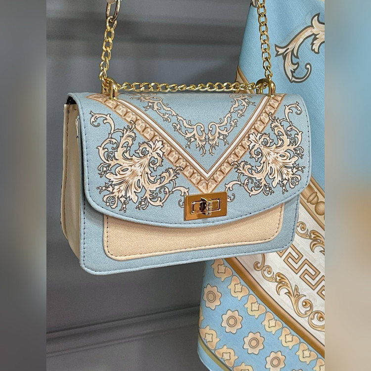 ست کیف و روسری سورنا آبی (B2)