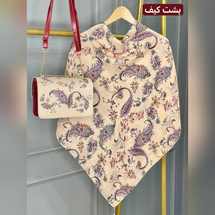 ست کیف و روسری ترمه عنابی (B2)