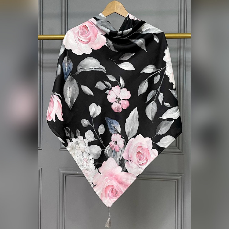 ست کیف و روسری رزا مشکی (B2)