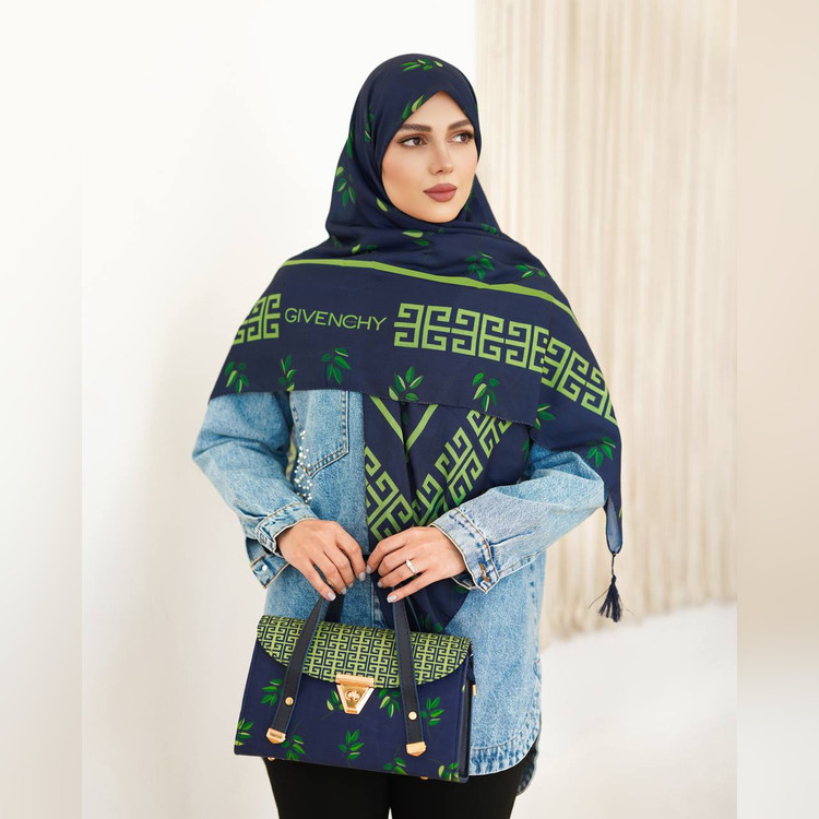 ست کیف و روسری برگ جیوانچی سورمهای سبز (B3)