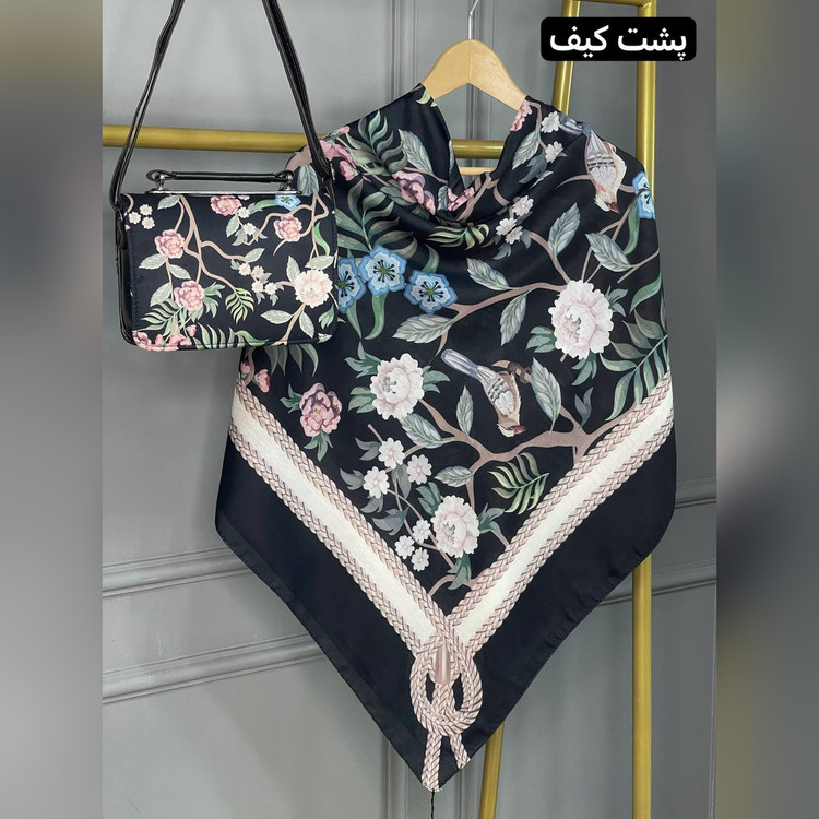 ست کیف و روسری گلاره مشکی (B2)