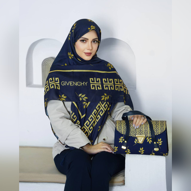 ست کیف و روسری برگ جیوانچی سورمهای زرد (B3)