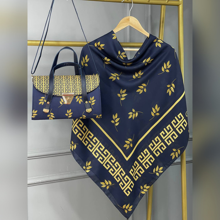ست کیف و روسری برگ جیوانچی سورمهای زرد (B3)