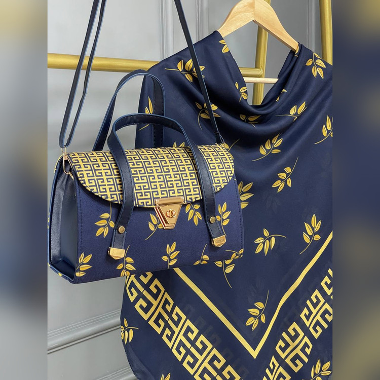 ست کیف و روسری برگ جیوانچی سورمهای زرد (B3)