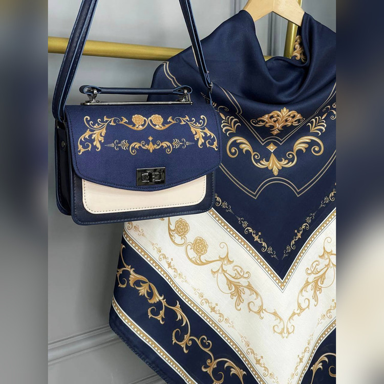 ست کیف و روسری فرفورژه سلینا سورمهای سیااسکارف (B2)