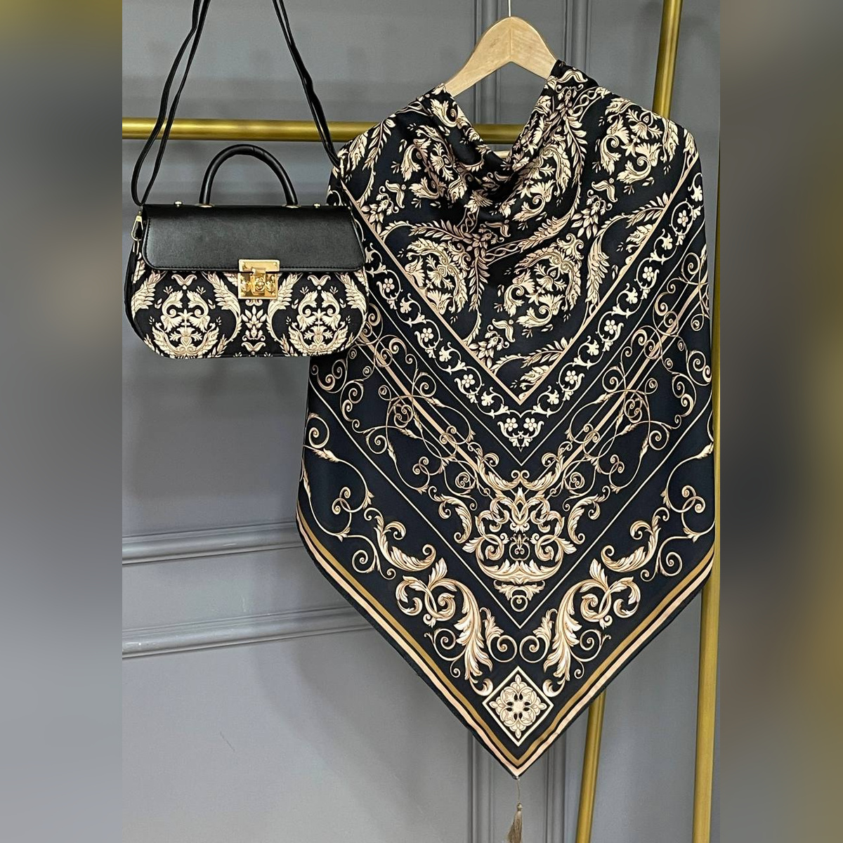 ست کیف و روسری الیزابت مشکی (A3)