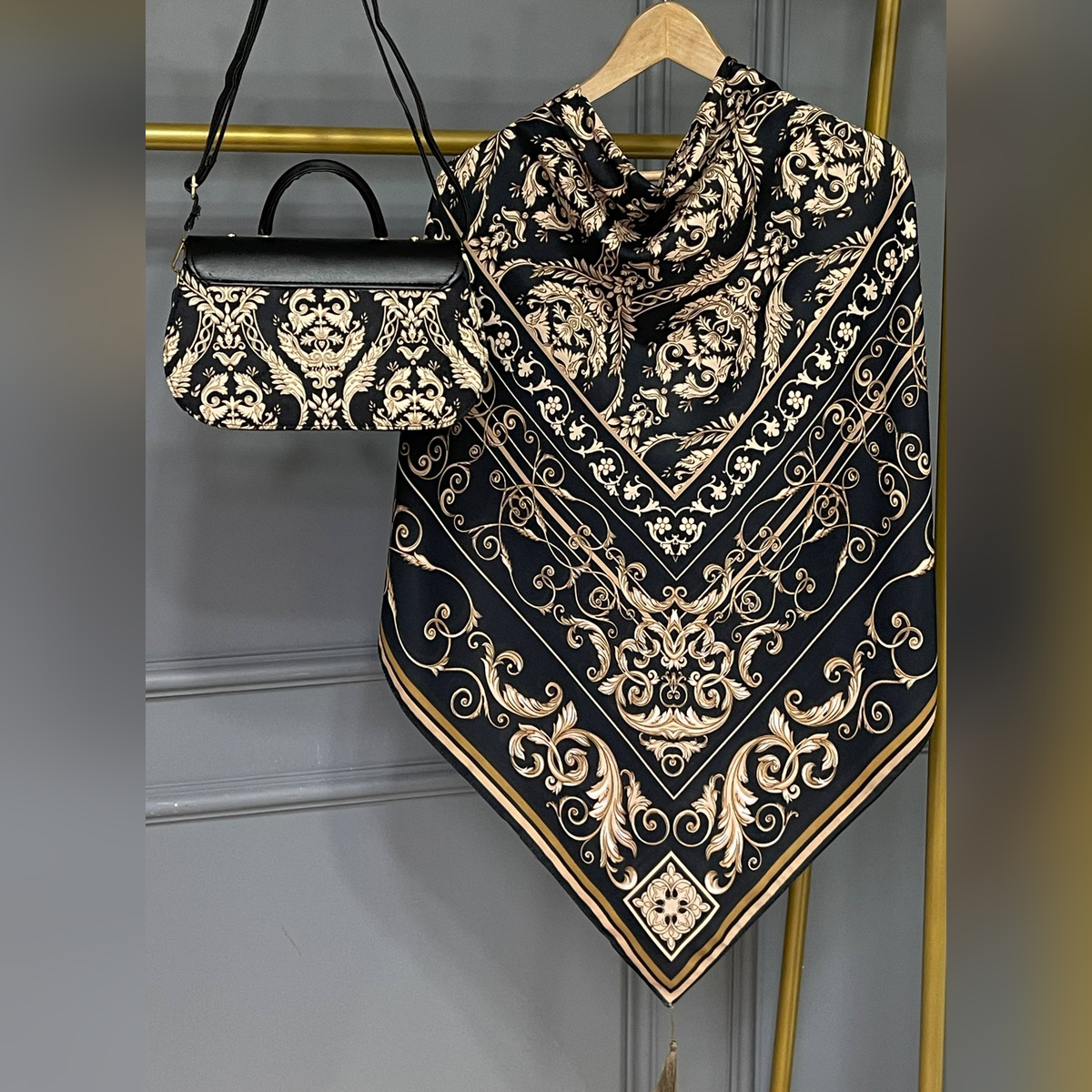 ست کیف و روسری الیزابت مشکی (A3)