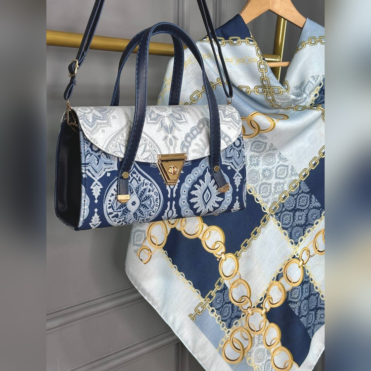 ست کیف و روسری درین آبی (B3)