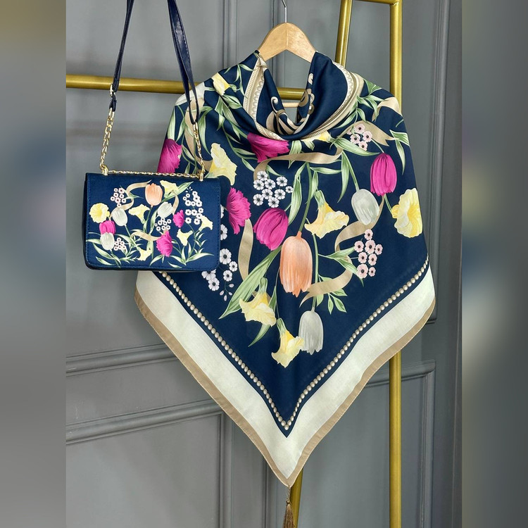 ست کیف و روسری فلاور دیور سورمهای (B2)