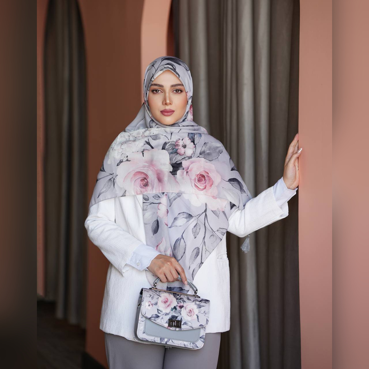 ست کیف و روسری رزا طوسی (B2)