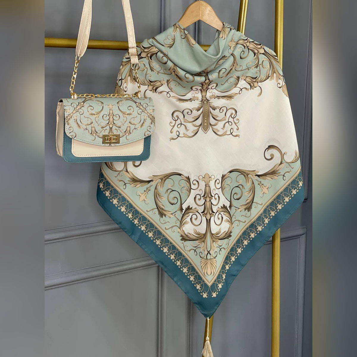 ست کیف و روسری کاترینا سبز (B2)