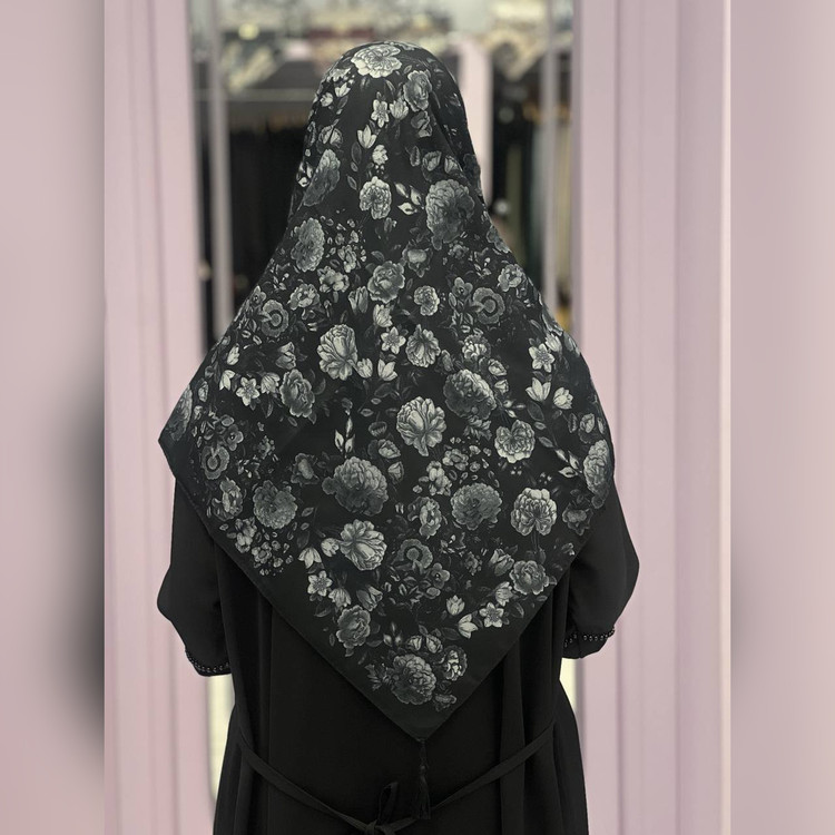 ست کیف و روسری گل طوسی سنتی (B2)