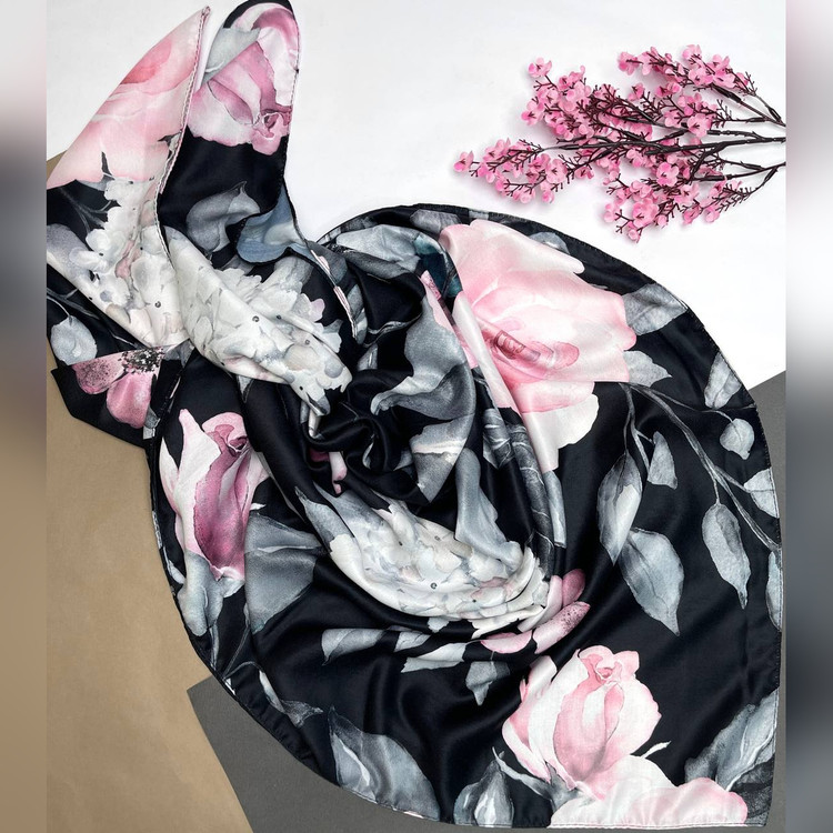 ست کیف و روسری رزا مشکی (B3)