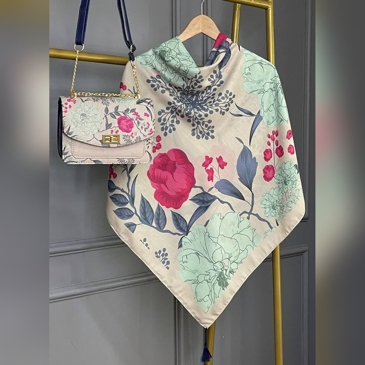 ست کیف و روسری آلاله نسکافه ای (B2)