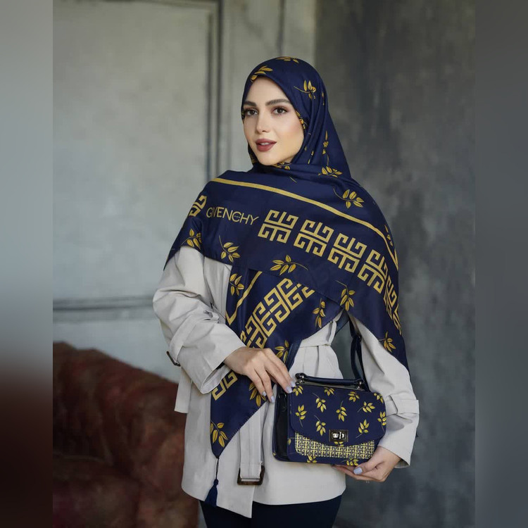 ست کیف و روسری برگ جیوانچی سورمهای زرد (B2)