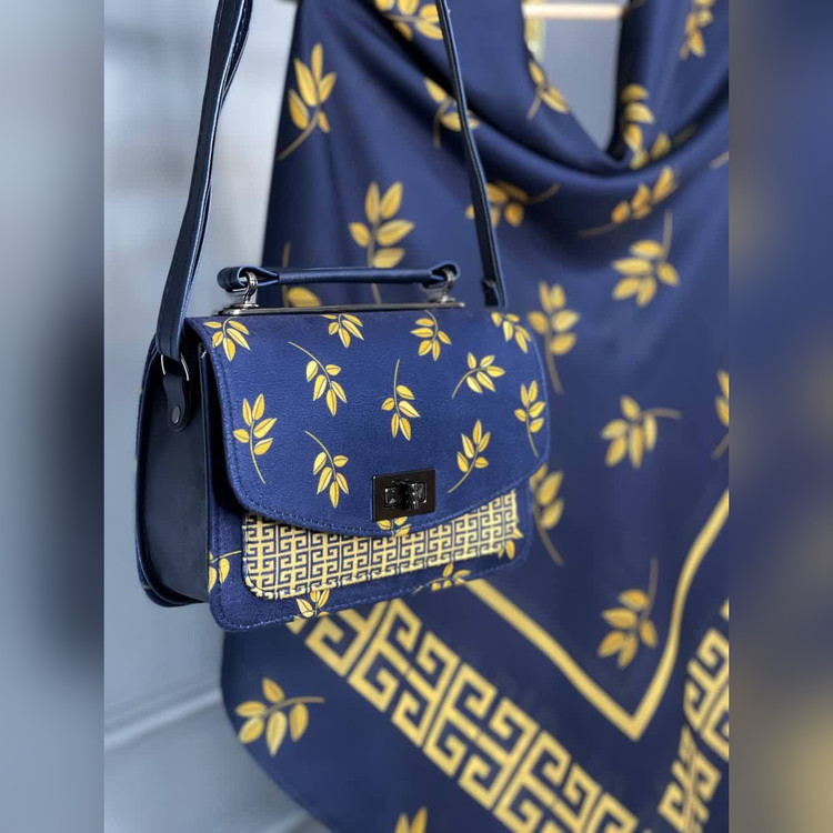 ست کیف و روسری برگ جیوانچی سورمهای زرد (B2)