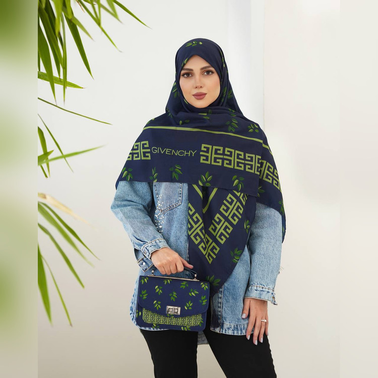 ست کیف و روسری برگ جیوانچی سورمهای سبز (B2)