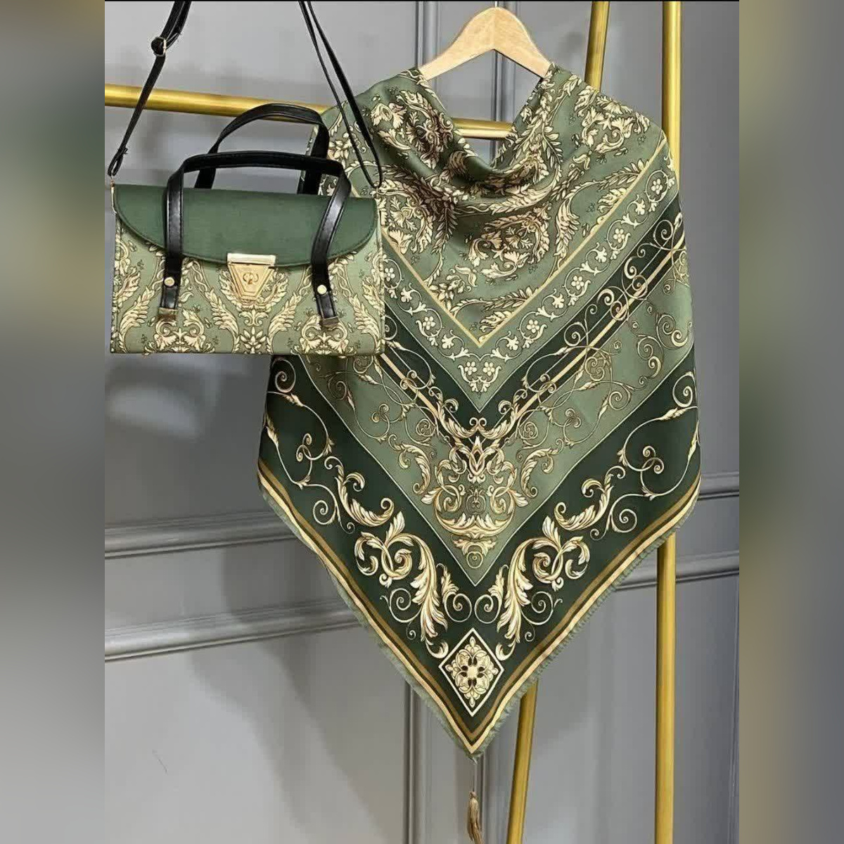 ست کیف و روسری الیزابت زیتونی (B3)