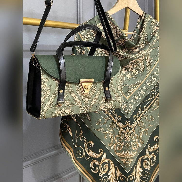 ست کیف و روسری الیزابت زیتونی (B3)