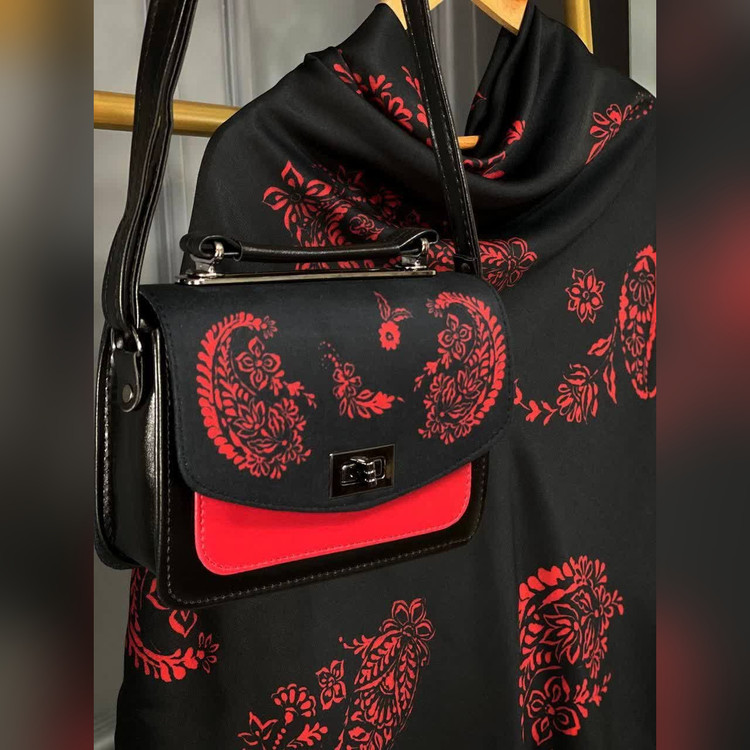 ست کیف و روسری بته جقه قرمز (B2)