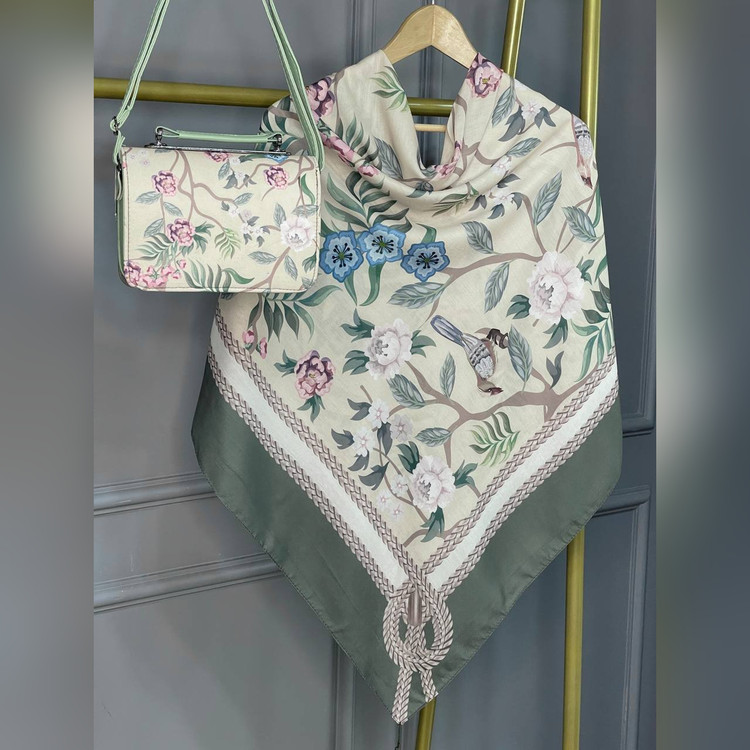 ست کیف و روسری گلاره زیتونی (B2)
