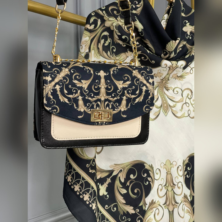 ست کیف و روسری کاترینا مشکی (B2)