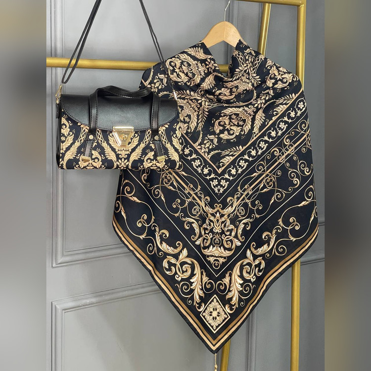 ست کیف و روسری الیزابت مشکی (B3)