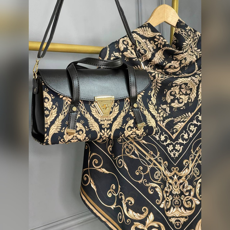 ست کیف و روسری الیزابت مشکی (B3)