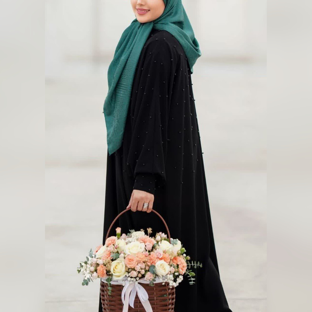 عبای نگار مرواریدی رنگ مشکی