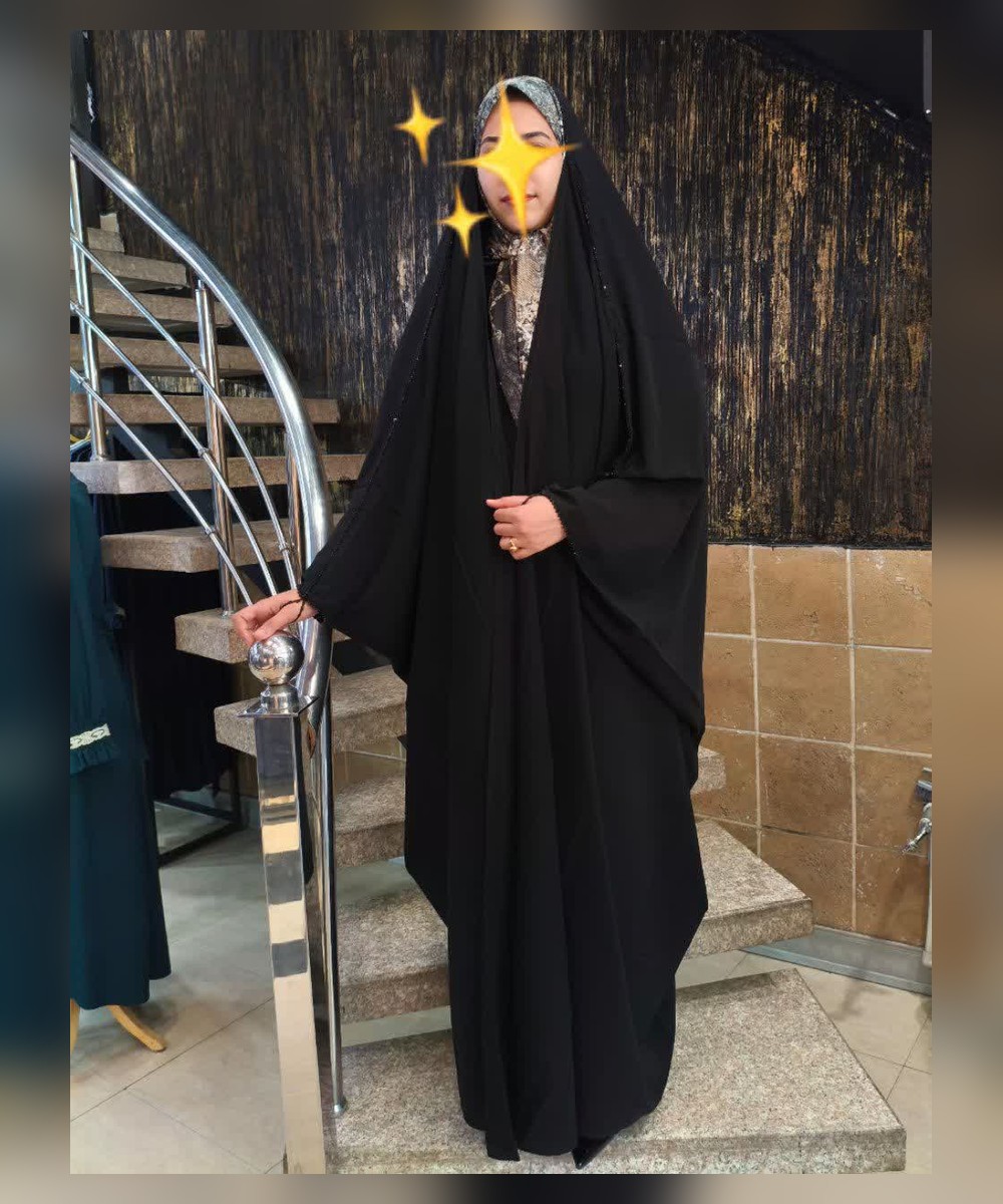 چادر عربی جواهردوزی ظریف حریر اسود