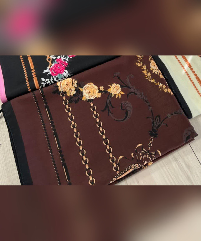 روسری نخی طرحدار قواره ۱۴۰ طرح زنجیر و گل