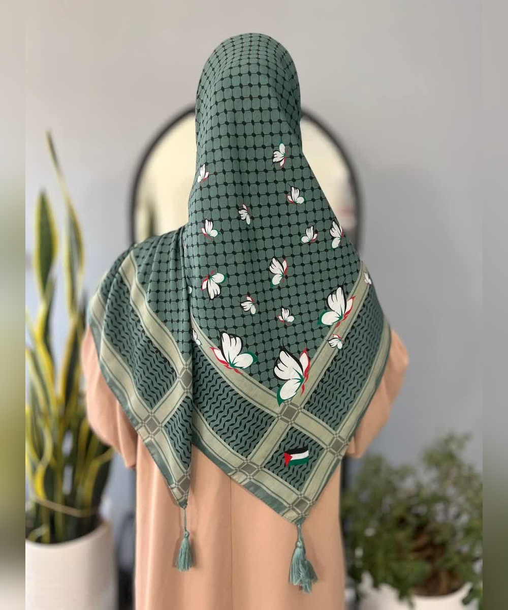 روسری نخی طرح چفیه و گل قواره ۱۴۰