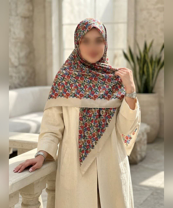 روسری کرپنخ گلدار قواره ۱۴۰