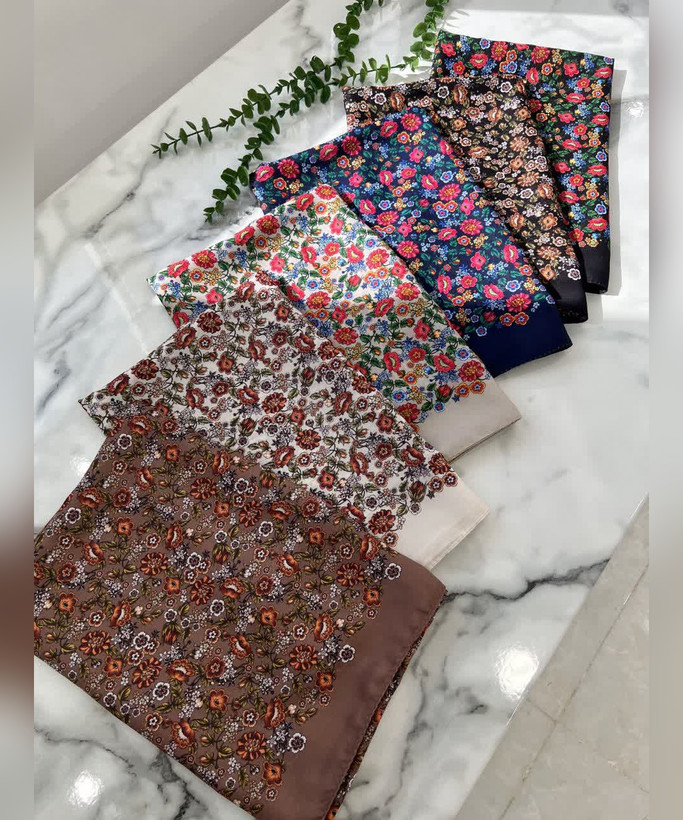روسری کرپنخ گلدار قواره ۱۴۰