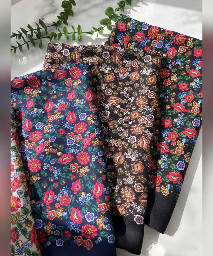 روسری کرپنخ گلدار قواره ۱۴۰