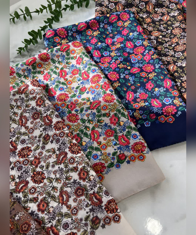 روسری کرپنخ گلدار قواره ۱۴۰