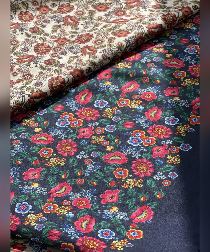 روسری کرپنخ گلدار قواره ۱۴۰