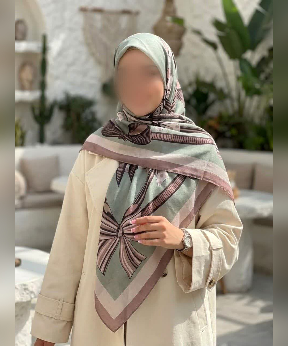 روسری نخی طرح هندسی قواره ۱۴۰