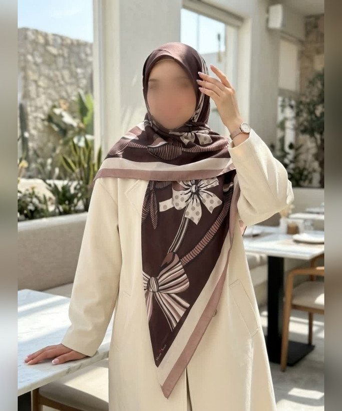 روسری نخی طرح هندسی قواره ۱۴۰