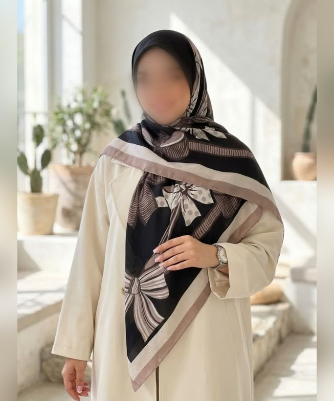 روسری نخی طرح هندسی قواره ۱۴۰