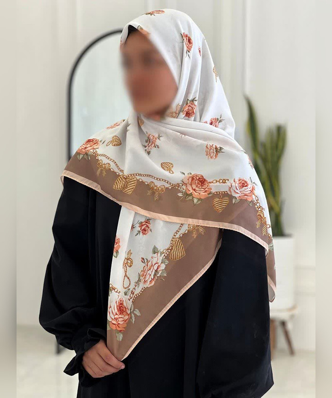 روسری حریر ابریشم گلدار قواره ۱۲۰