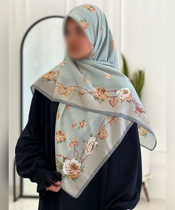 روسری حریر ابریشم گلدار قواره ۱۲۰