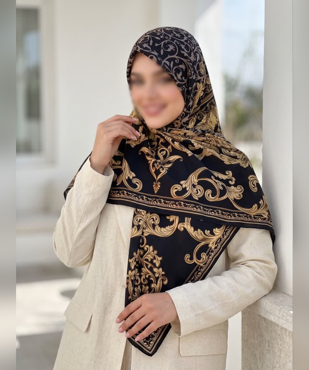 روسری حریر ابریشم طرح کلاسیک قواره ۱۲۰