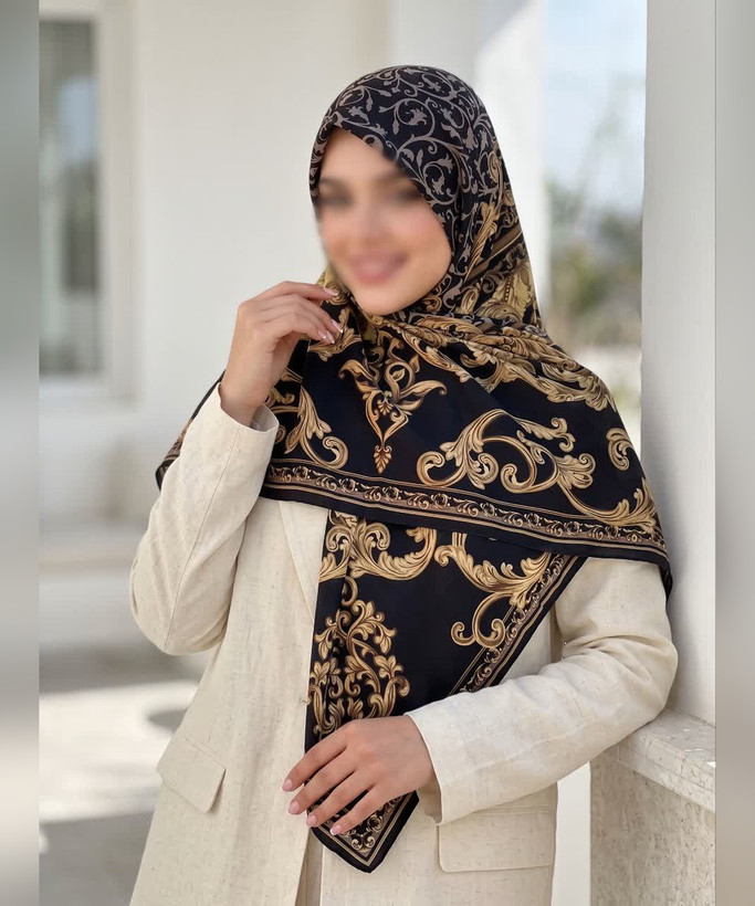روسری حریر ابریشم طرح کلاسیک قواره ۱۲۰