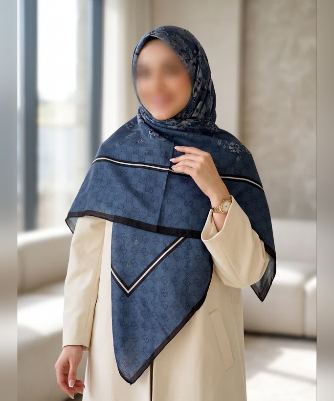 روسری سوپرنخ طرح حاشیهدار قواره ۱۴۰
